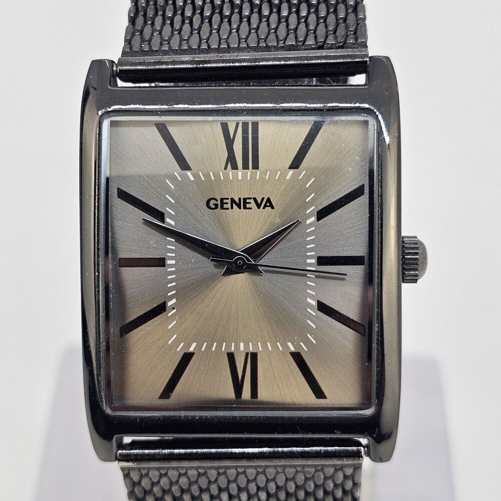 Geneva Men's Watch 34MM Brown‎ Dial Brown Mesh Bracelet Bands New Battery - Picture 3 of 12